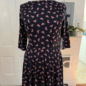 NWT Unique Vintage Blue/Pink heart dress XL/14